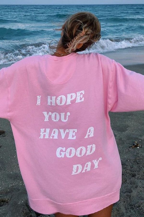 Madmext Madmext Mad Girls Pink Back Printed Sweatshirt