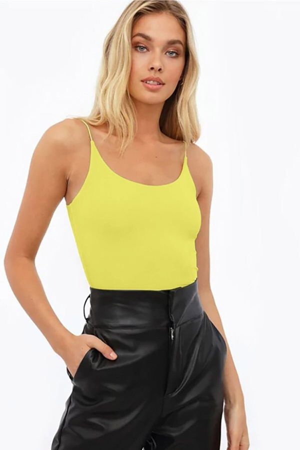 Madmext Madmext Mad Girls Yellow Threaded Bustier Mg965