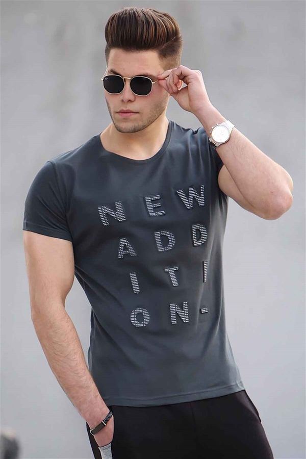 Madmext Madmext Men's Anthracite Embroidery Detailed T-Shirt 2895