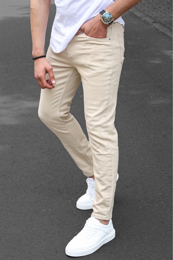 Madmext Madmext Men's Beige Canvas Slim Fit Trousers