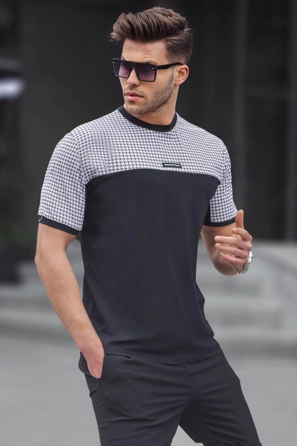 Madmext Madmext Men's Black Houndstooth Patterned T-Shirt 6103