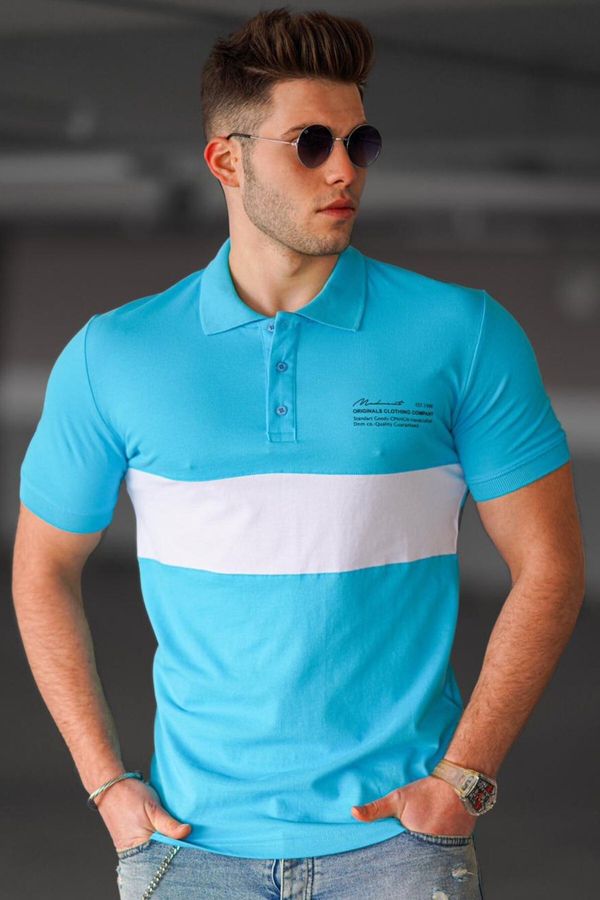 Madmext Madmext Men's Blue Polo Neck T-Shirt 4973