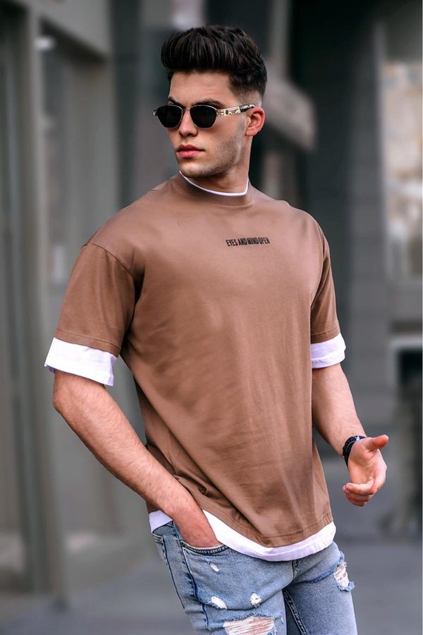 Madmext Madmext Men's Brown Basic Oversize T-Shirt 5802