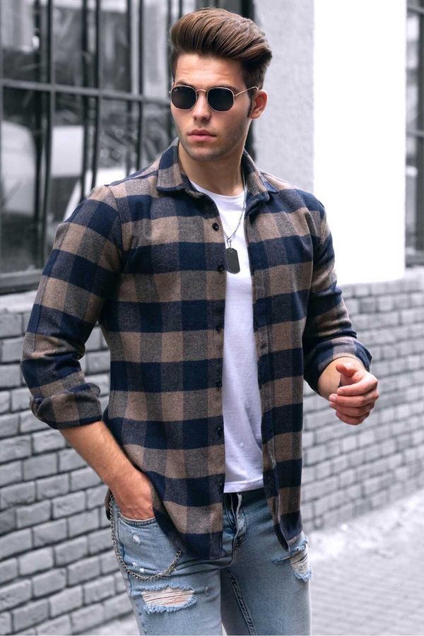 Madmext Madmext Men's Brown Plaid Shirt 4664