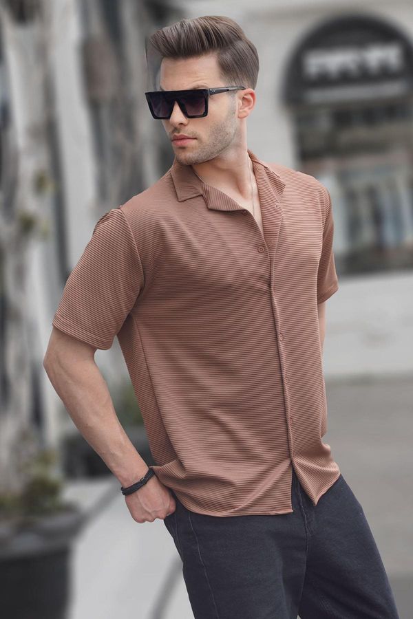 Madmext Madmext Men's Brown Short Sleeve Shirt 6705