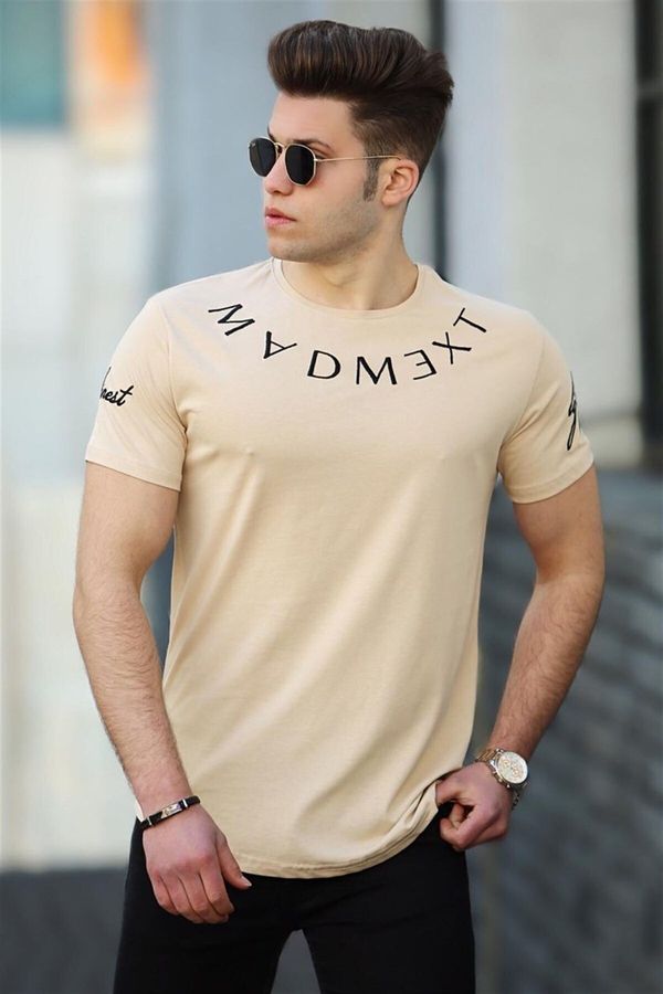 Madmext Madmext Men's Camel Embroidered T-Shirt 4512