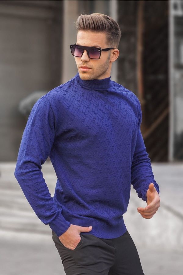 Madmext Madmext Men's Cobalt Turtleneck Knitwear Sweater 6301