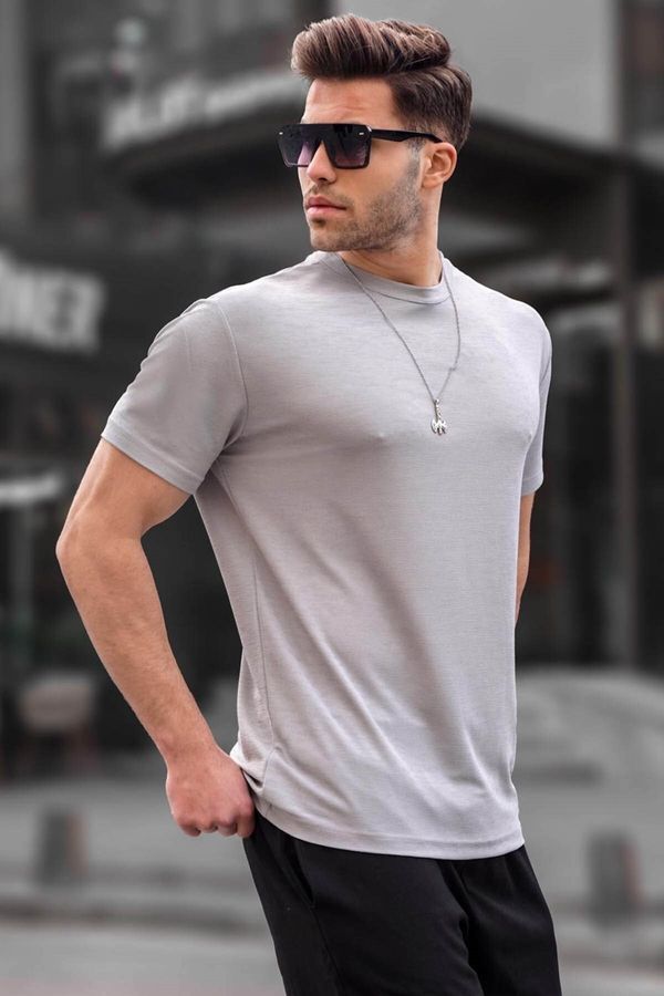Madmext Madmext Men's Dyed Gray Regular Fit Basic T-Shirt 6069
