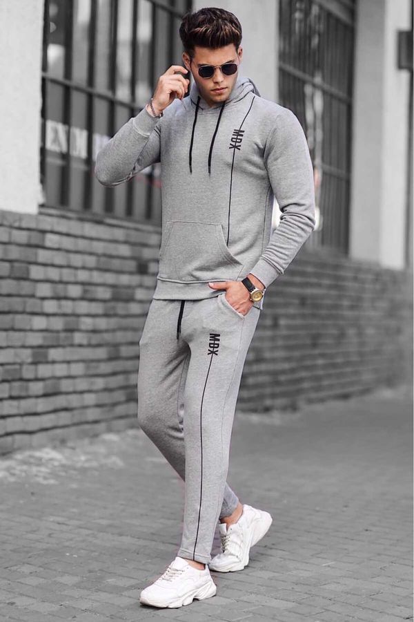 Madmext Madmext Men's Gray Hoodie and Tracksuit Set 4680