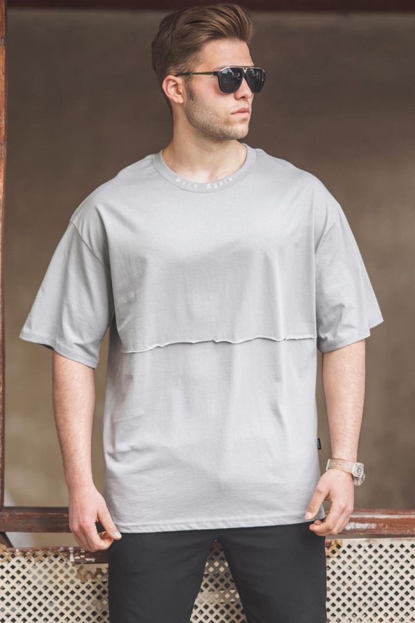 Madmext Madmext Men's Gray Oversize Printed T-Shirt 5250