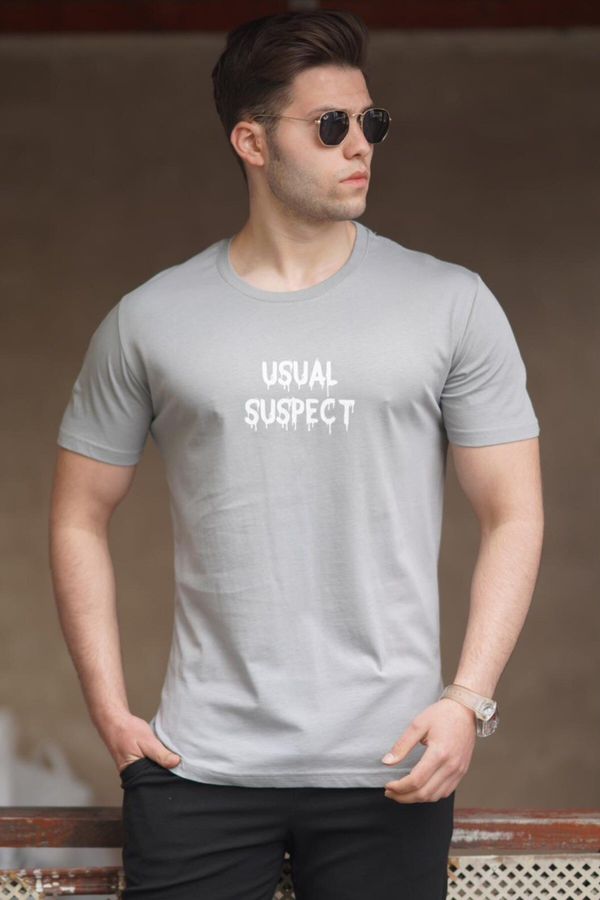 Madmext Madmext Men's Gray Printed T-Shirt 5275