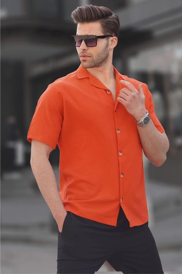 Madmext Madmext Men's Orange Basic Short Sleeve Shirt 5598