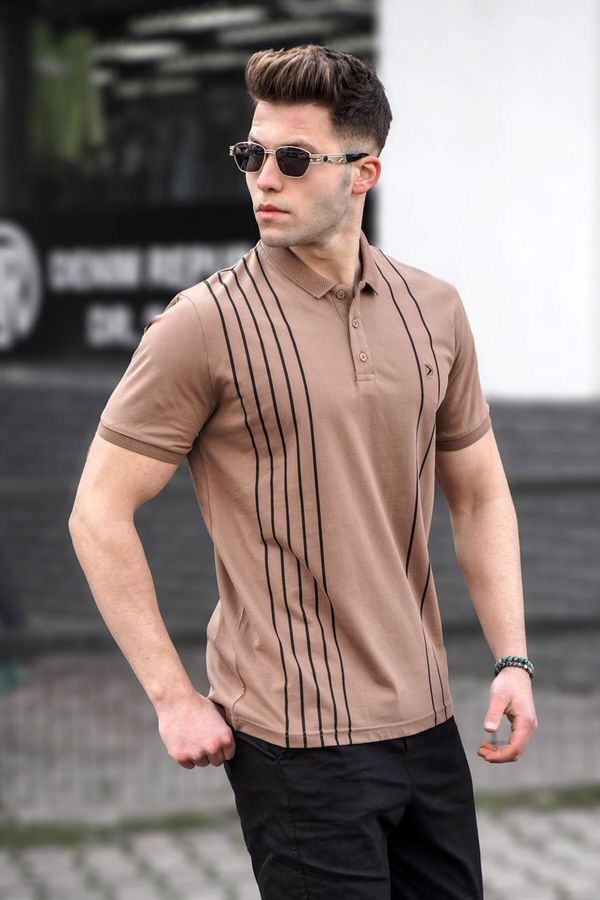 Madmext Madmext Men's Polo Collar Brown T-Shirt 5822
