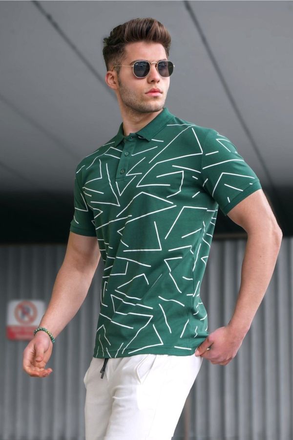 Madmext Madmext Men's Polo Neck Green T-Shirt 5817