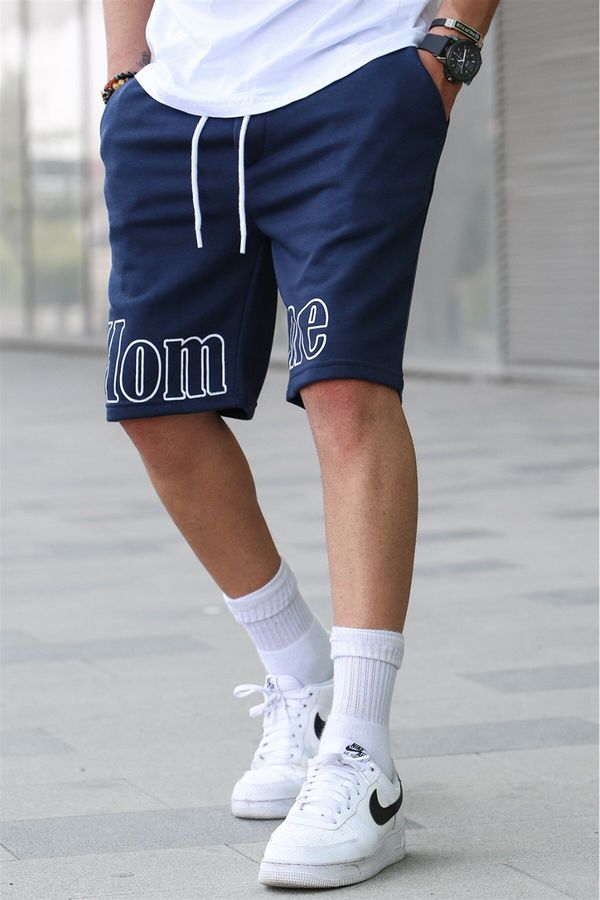 Madmext Madmext Men's Printed Navy Blue Capri Shorts 5439