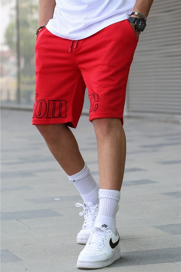 Madmext Madmext Men's Printed Red Capri Shorts 5439
