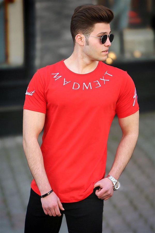 Madmext Madmext Men's Red Embroidered T-Shirt 4512