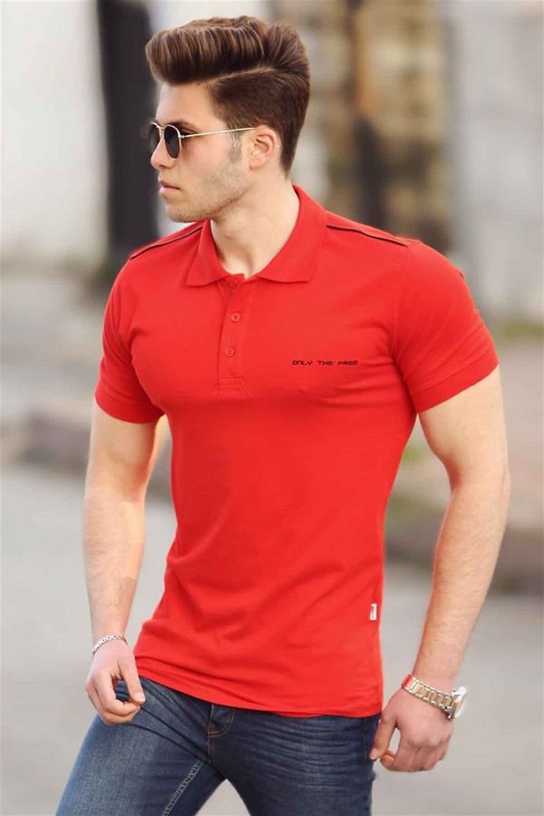 Madmext Madmext Men's Red Polo Neck T-Shirt 4558