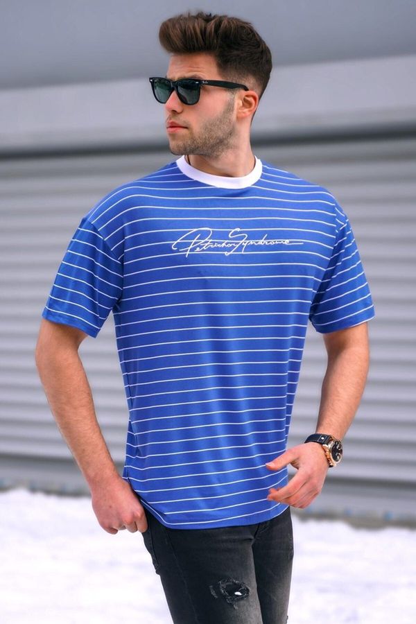 Madmext Madmext Men's Striped Blue T-Shirt 5801
