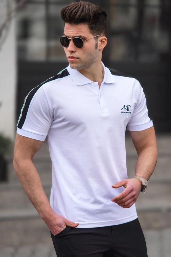 Madmext Madmext Men's White Polo Neck T-Shirt 5215