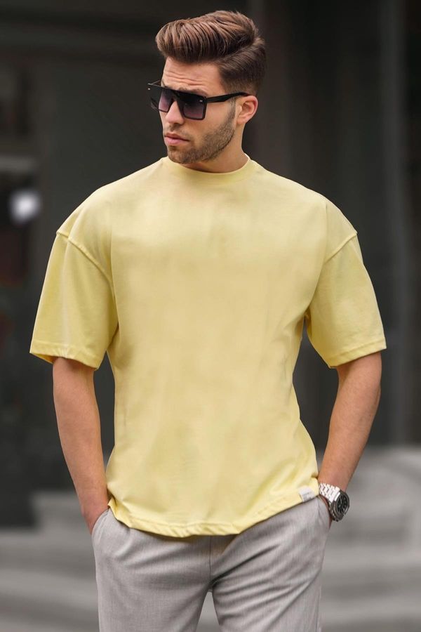Madmext Madmext Men's Yellow Oversize Fit Basic T-Shirt 6066