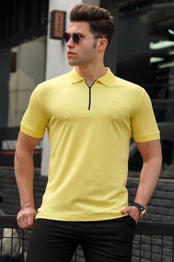 Madmext Madmext Men's Yellow Polo Neck Knitwear T-Shirt 5248