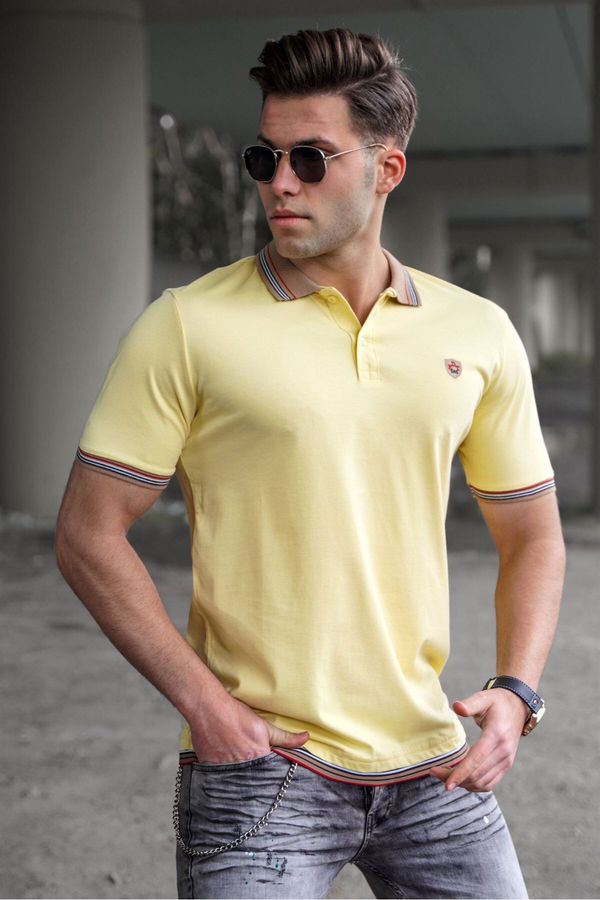 Madmext Madmext Men's Yellow Polo Neck T-Shirt 5116