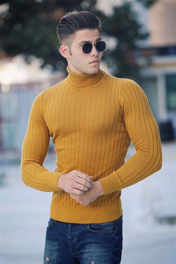 Madmext Madmext Men's Yellow Turtleneck Sweater 4352