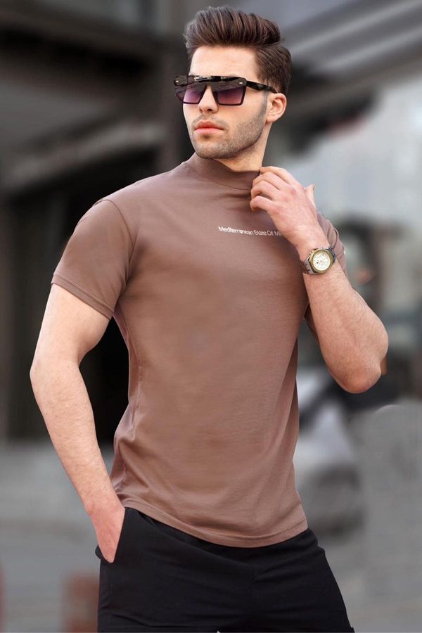 Madmext Madmext Mid-Cuts Regular Fit Men's Brown T-Shirt 6119