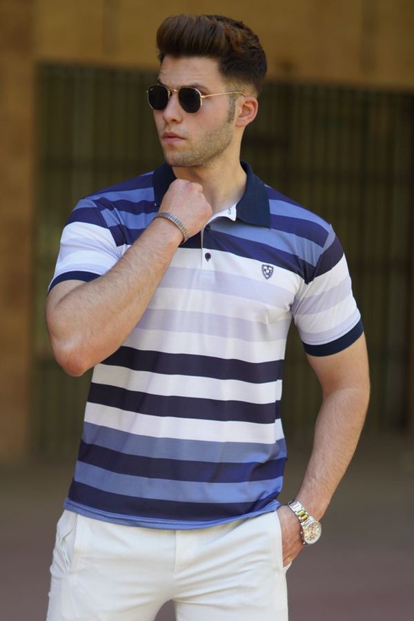 Madmext Madmext Navy Blue Polo Collar Men's T-Shirt 5279