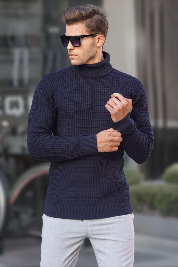Madmext Madmext Navy Blue Turtleneck Knitwear Sweater 6832