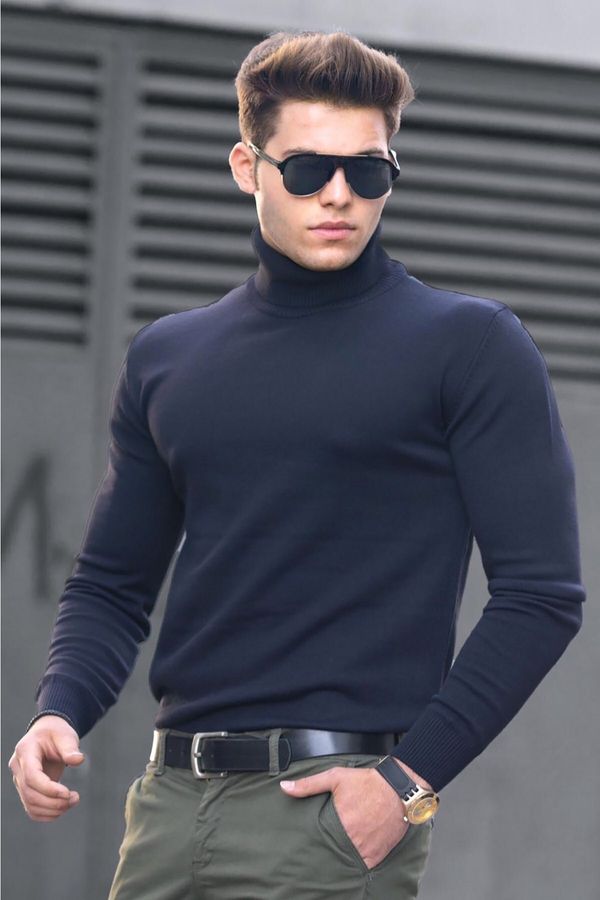 Madmext Madmext Navy Blue Turtleneck Sweater 4656