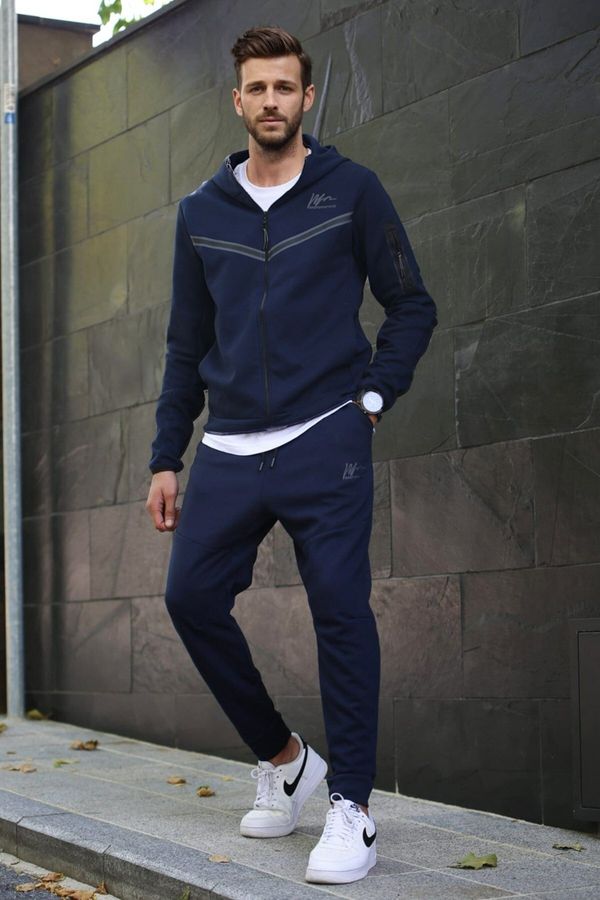 Madmext Madmext Navy Blue Zipper Detailed Tracksuit Set 5673