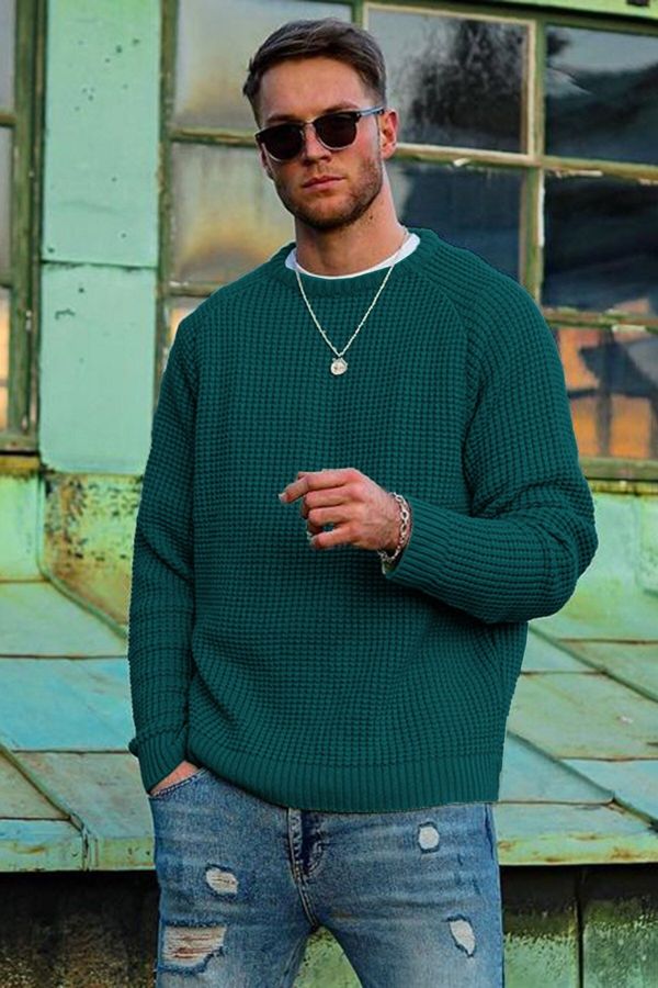 Madmext Madmext Oil Green Men's Sweater 5179