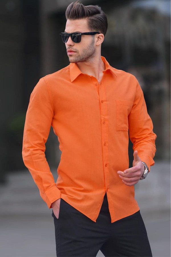 Madmext Madmext Orange Regular Fit Men's Shirt 5592