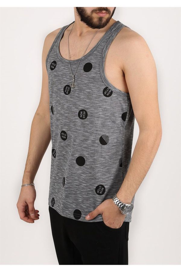 Madmext Madmext Printed Anthracite Singlet 2303