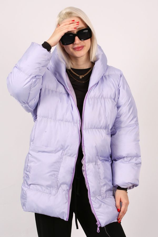 Madmext Madmext Purple Hooded Pocket Detailed Women's Coat