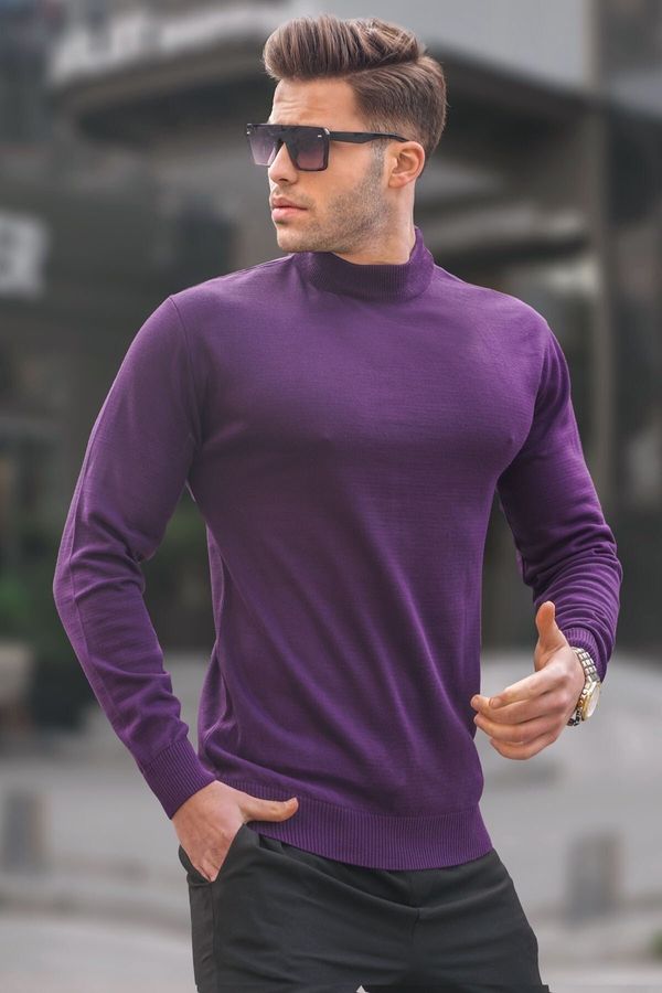 Madmext Madmext Purple Slim Fit Half Turtleneck Men's Knitwear Sweater 6343