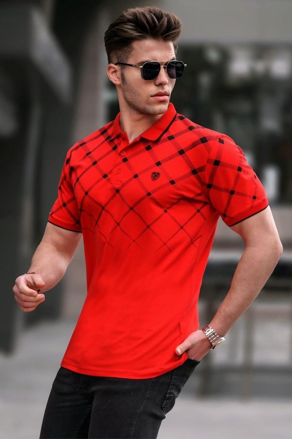 Madmext Madmext Red Buttoned Polo-Collar Men's T-Shirt 5867