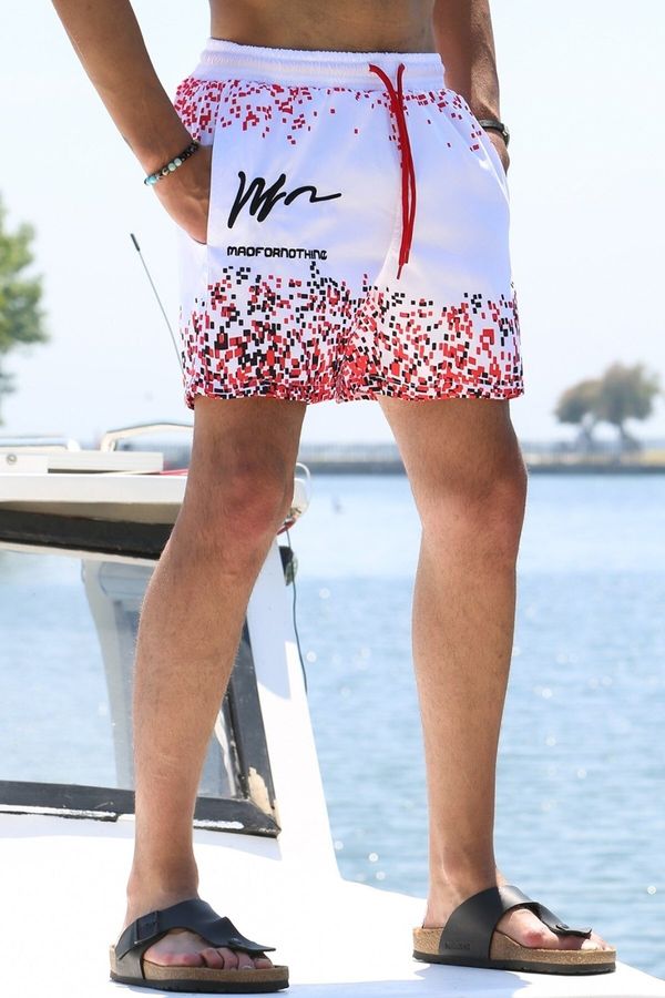 Madmext Madmext Red Printed Swim Shorts with Pocket 5782