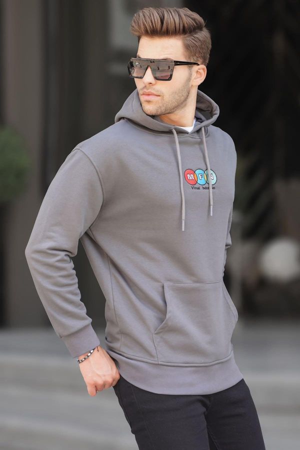 Madmext Madmext Smoked Men's Hoodie and Embroidered Sweatshirt 6145