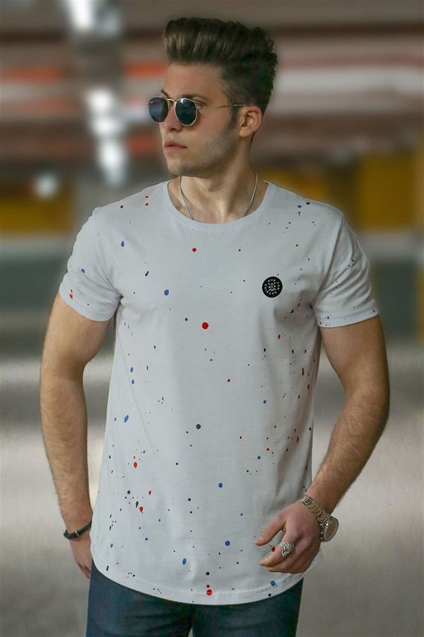 Madmext Madmext Spray Pattern White Men's T-Shirt 4505