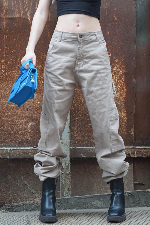 Madmext Madmext Stone Colored Straight Fit Cargo Pants