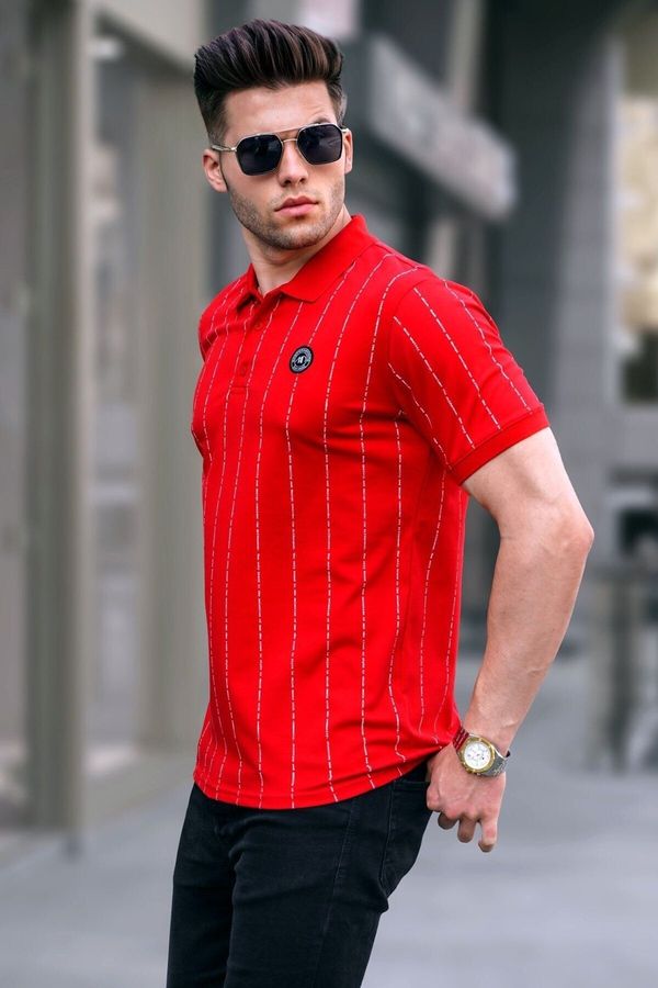 Madmext Madmext Striped Red Buttons Polo T-Shirt 5879