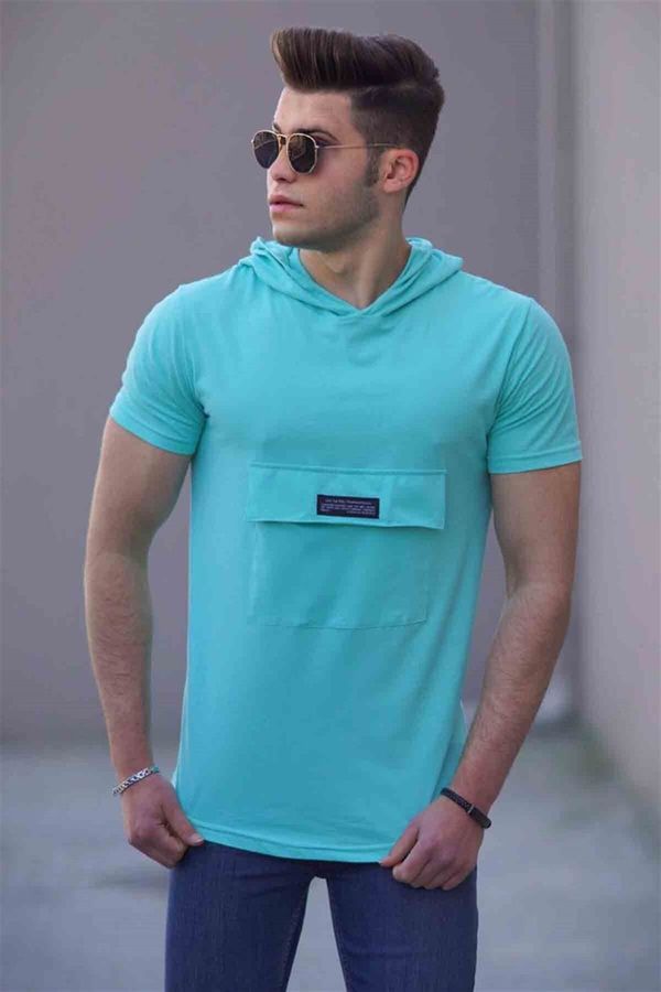 Madmext Madmext Turquoise Men's Hooded T-Shirt 4611