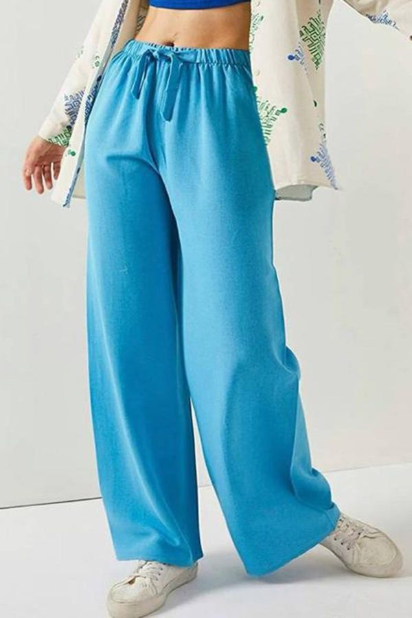 Madmext Madmext Turquoise Wide Leg Linen Trousers