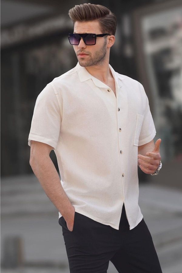 Madmext Madmext White Basic Short Sleeve Men's Shirt 5598
