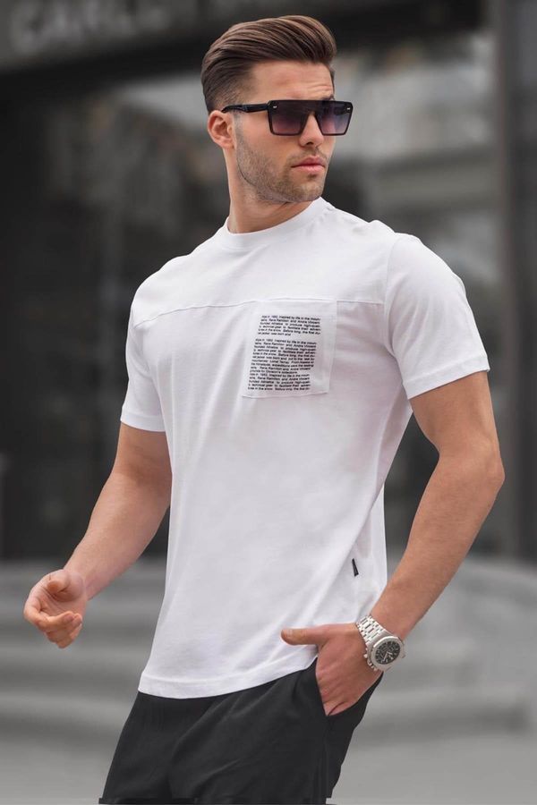 Madmext Madmext White Men's Regular Fit T-Shirt with Patch Pockets 6102.