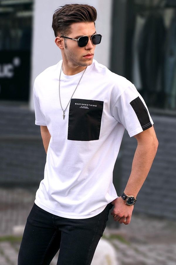Madmext Madmext White Pocket Detailed Men's Basic T-Shirt