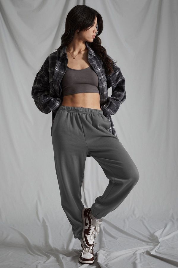 Madmext Madmext Women's Anthracite Oversized Sweatpants With An Elastic Waist